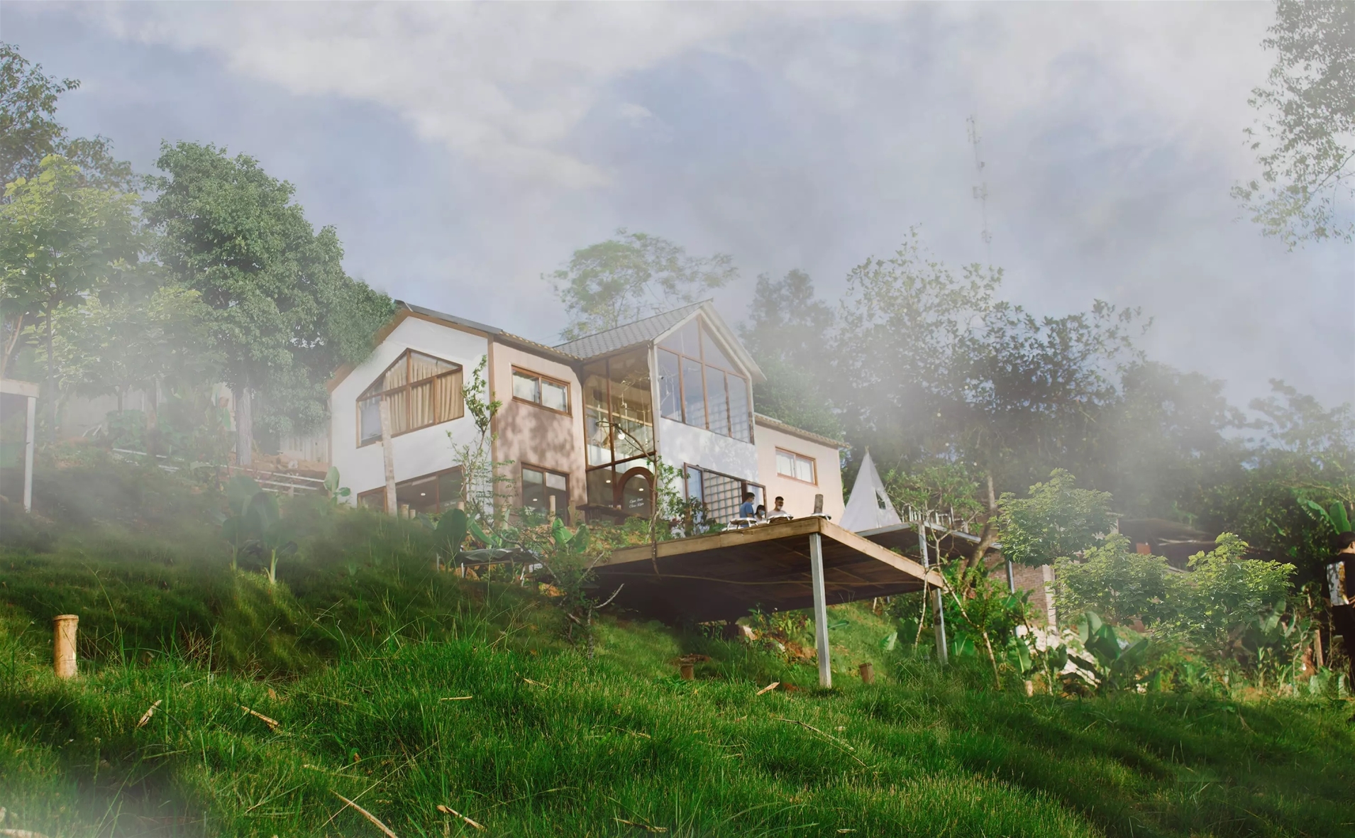 Cô gái về quê dựng ngôi nhà gỗ cheo leo bên sườn núi đẹp mê hồn - ảnh 1